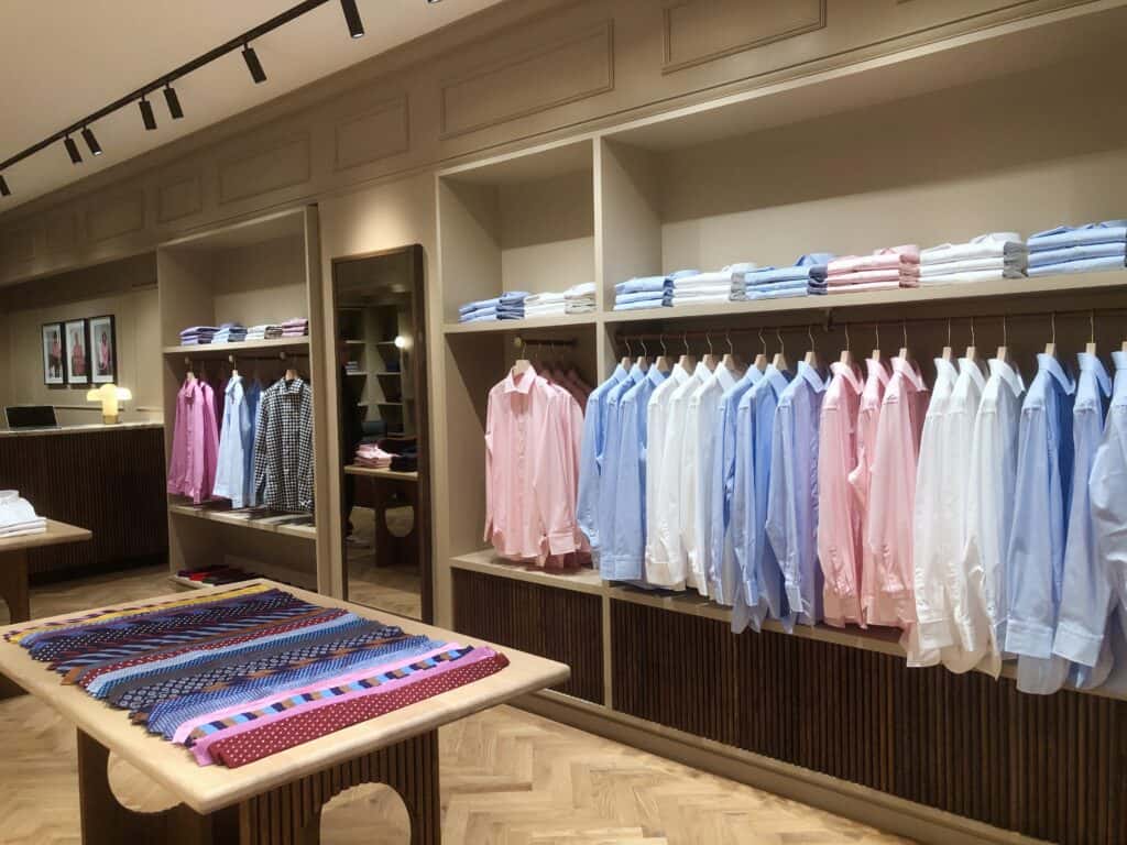 Retail interior at Thomas Pink reflecting customer demographics through tailored layout and display strategy